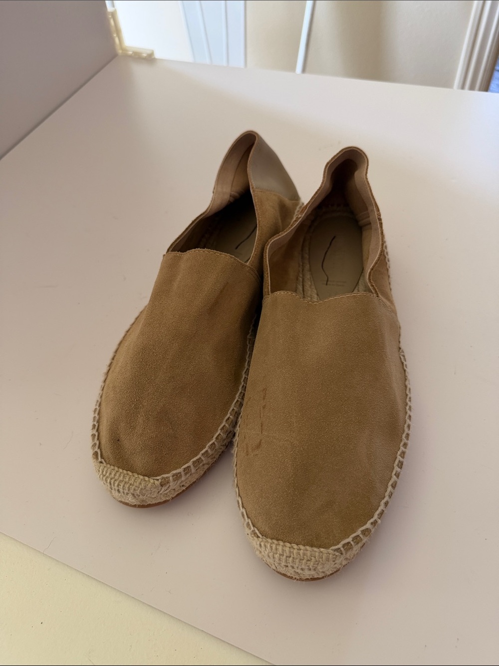 Todd Snyder Tan Suede Espadrilles New/Flawed Sz 11.  Tub8